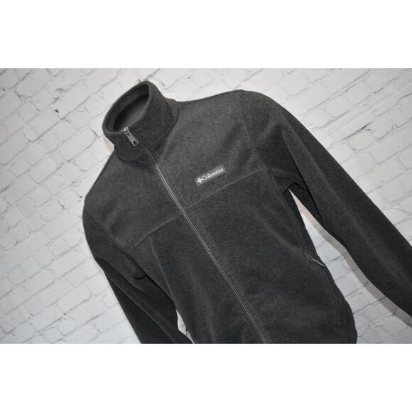 Columbia Fleece Jacket Mens Size Medium Camping Hiking Gray Polyester Full Zip - Picture 3 of 5